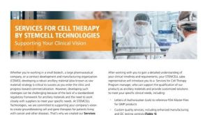 Services for Cell Therapy by STEMCELL Technologies