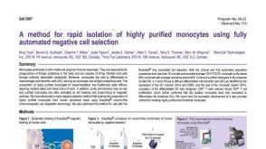 Cell Isolation of Highly Purified Monocytes Using Fully Automated Negative Cell Selection
