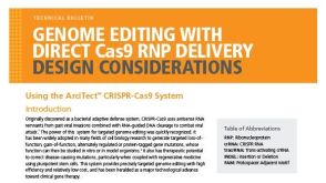 Genome Editing with Direct Cas9 RNP Delivery Design Considerations