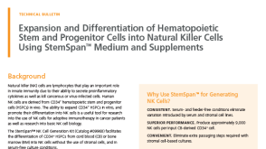 Expansion and Differentiation of Hematopoietic Stem and Progenitor Cells into Natural Killer (NK) Cells Using StemSpan™ Medium and Supplements