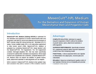 MesenCult™-hPL Medium For the Derivation and Expansion of Human Mesenchymal Stem and Progenitor Cells