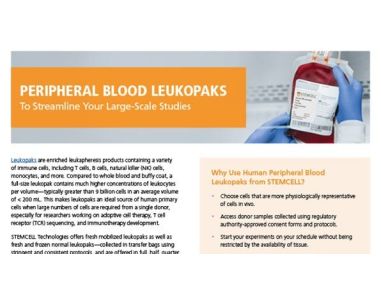 Human Peripheral Blood Leukopaks Flyer