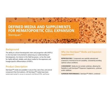 StemSpan™: Defined Media and Supplements for Hematopoietic Cell Expansion