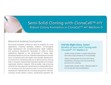 ClonaCell™-HY Medium D for Robust Colony Formation During Semi-Solid Cloning