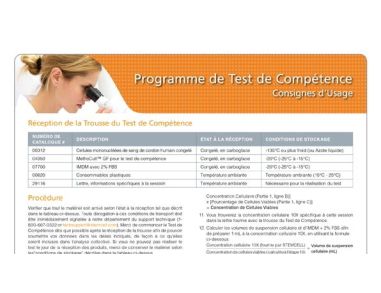 Frozen Cord Blood Proficiency Testing Worksheet (French)