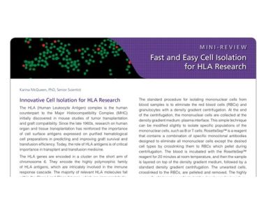 Innovative Cell Isolation for HLA Labs