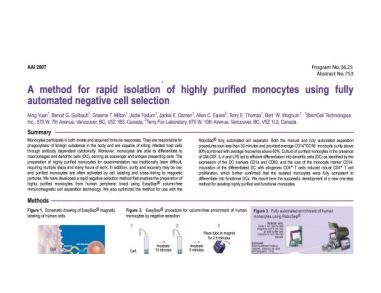 Cell Isolation of Highly Purified Monocytes Using Fully Automated Negative Cell Selection