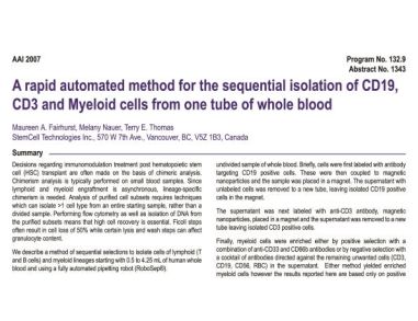 Isolation of CD19, CD3 and Myeloid Cells from one Tube of Whole Blood