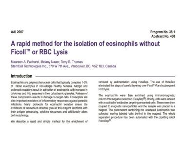 Isolation of Eosinophils Without Ficoll or RBC Lysis