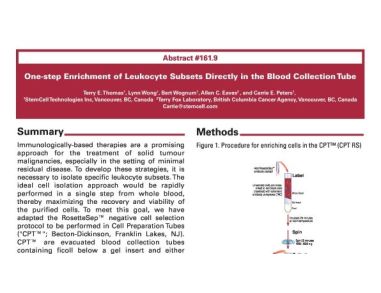 One-Step Enrichment of Leukocyte Subsets Directly in the Blood Collection Tube