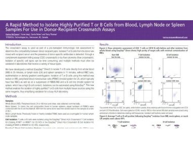 A Rapid Method to Isolate Highly Purified T or B Cells from Blood, Lymph Node or Spleen Samples For Use in Donor-Recipient Crossmatch Assays