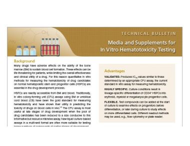 Media and Supplements for In Vitro Hematotoxicity Testing