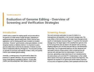 Evaluation of Genome Editing