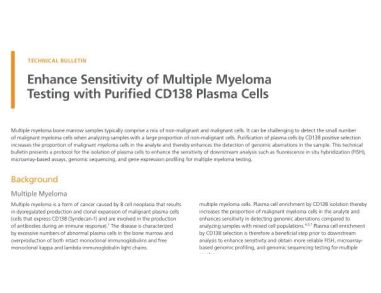 Enhance Sensitivity of Multiple Myeloma Testing with Purified CD138+ Plasma Cells