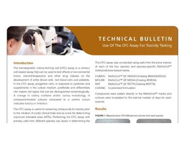 Use of the Colony-Forming Cell (CFC) Assay for Toxicity Testing