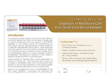 Depletion of Red Blood Cells from Small Cord Blood Samples