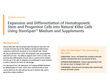 Expansion and Differentiation of Hematopoietic Stem and Progenitor Cells into Natural Killer Cells