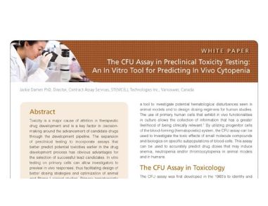 The CFU Assay in Preclinical Toxicity Testing: An In Vitro Tool for Predicting In Vivo Cytopenia