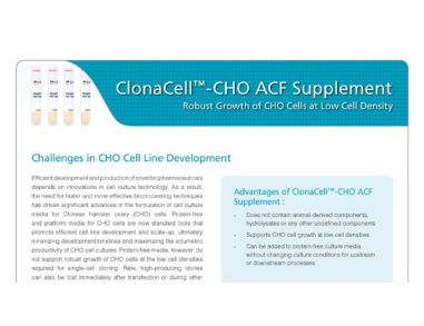 ClonaCell™-CHO ACF Supplement: Boost Cell Growth at Low Density in Protein-Free Media