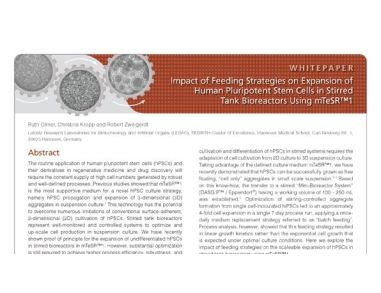 Impact of Feeding Strategies on Expansion of Human Pluripotent Stem Cells in Stirred Tank Bioreactors Using mTeSR™1